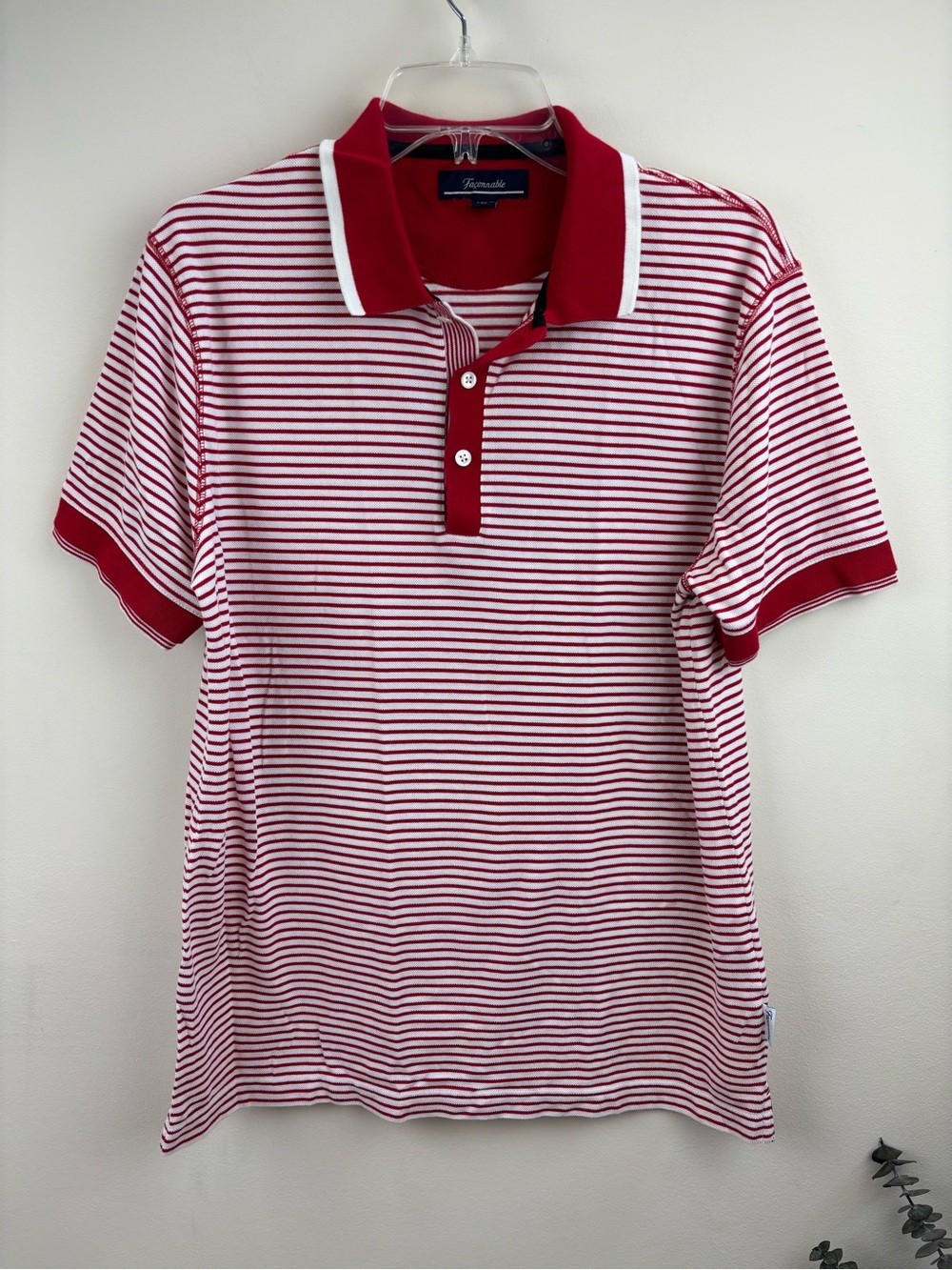 Faconnable Polo Shirt Red and white striped Short Sleeve Casual Pique medium